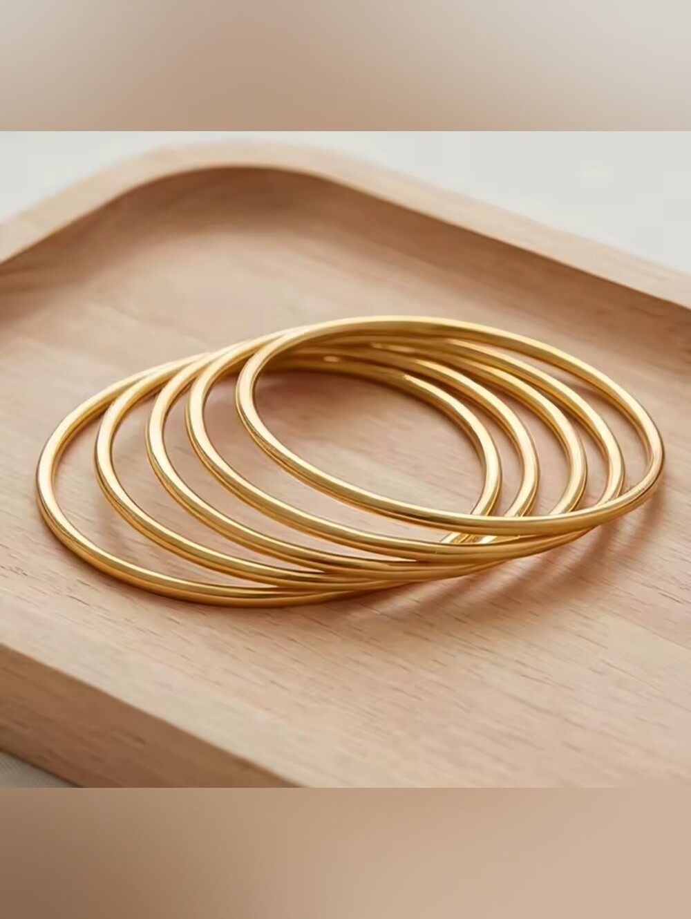 Gold Rhodium Stackable Bangle Bracelet Set - Picture 4 of 4
